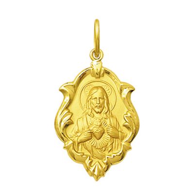 medalha coracao de jesus de ouro 18k